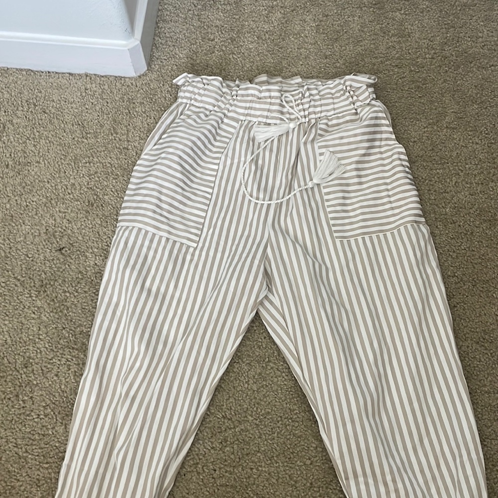 Stitch and feather paper bag pants